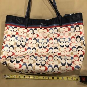Red, white and blue Coach Tote